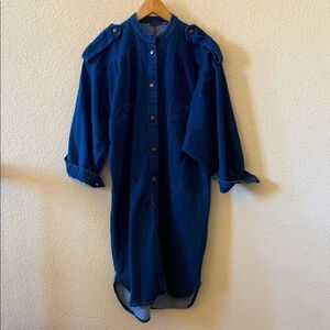 Vintage Rare Jack Mulqueen Women’s Dark Wash Denim Button-Up Dress Medium